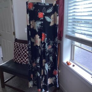 Chic Floral wide leg pull on pants EUC